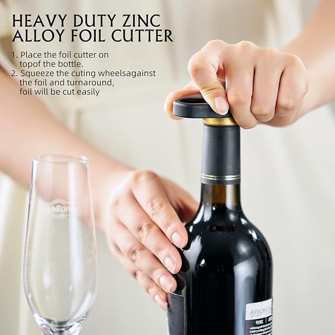 Vertical Corkscrew Wine Opener - One-Pull Smooth extraction with Foil Cutter Instant Lever Corkscrew