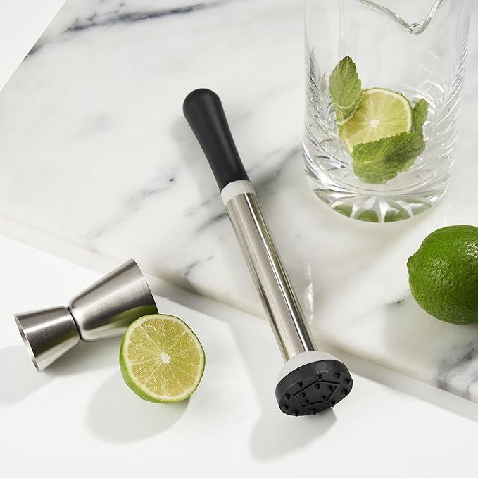 True Grind Muddler for Cocktails & Mixed Drinks, Fruits, Spices, Herbs, and Sugar Cubes Crusher, Home Bar Accessories, Bartender Tools, 8.5", Set of 1