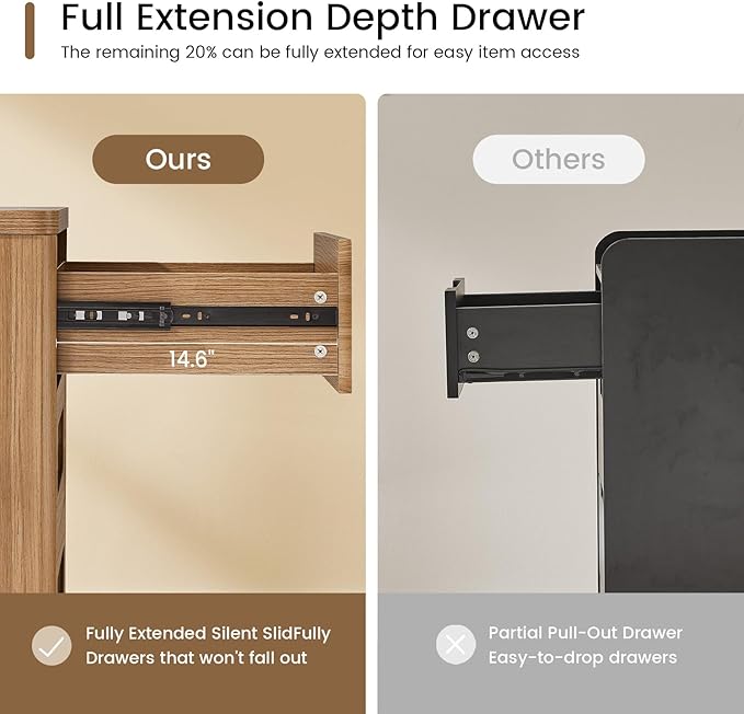 Night Stand Set of 2, Nightstand with 3 Drawers, 21.7"(W) x 15.8"(D) Large Night Stand Bedside Tables for Bedroom, Modern Storage Bedside Table for End Tables, Sofa, Oak Brown