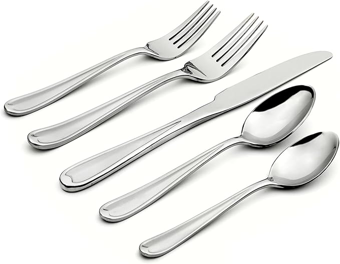 Oneida Dylan 42 Piece Everyday Flatware, Service for 8, 18/0 Stainless Steel, Silverware Set (Pack of 2)
