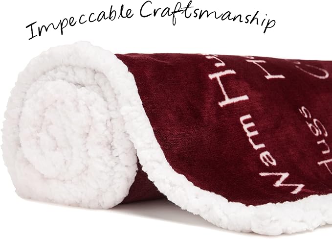 Chanasya Premium Sympathy Warm Hugs Gift Throw Blanket - Healing Gift Cancer Chemo Survivor Get Well Caring Gifts - Comfort Red Gift Blanket for Love Support Strength - Women Men Friend - Maroon