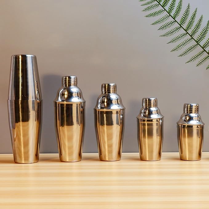 6 Piece 24oz Professional Cocktail Shaker Set with Built-in Strainer,Martini and Margarita Shaker for Home Bar, Boston Bartending Kit Gift for Beginners (700ml/24oz)