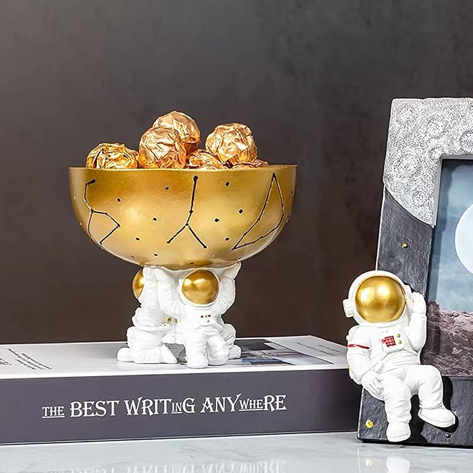 BUTILIVEEN Astronaut Decorative Bowl for Sundries, Spaceman Candy Bowl, Key Holder and Jewelry Storage Box, Astronaut Decor, Gifts for Spaceman Lover, Resin, 5.09" W