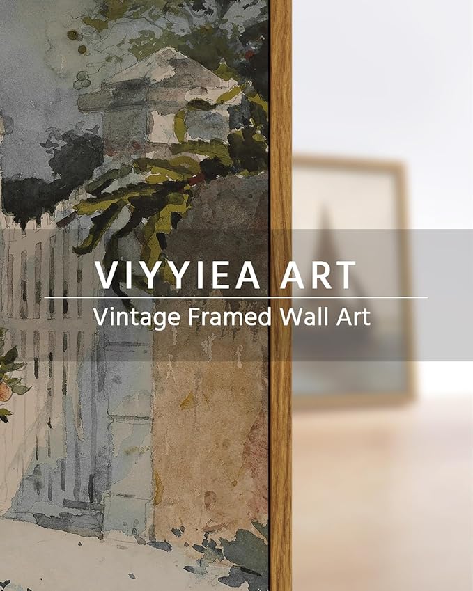 VIYYIEA Vintage Plant Large Framed Wall Art, Orange Trees and Gate Painting Decor Aesthetic, 20x30 Inch Canvas Print Artwork, Farmhouse Still Life Wall Pictures for Bedroom Living Room