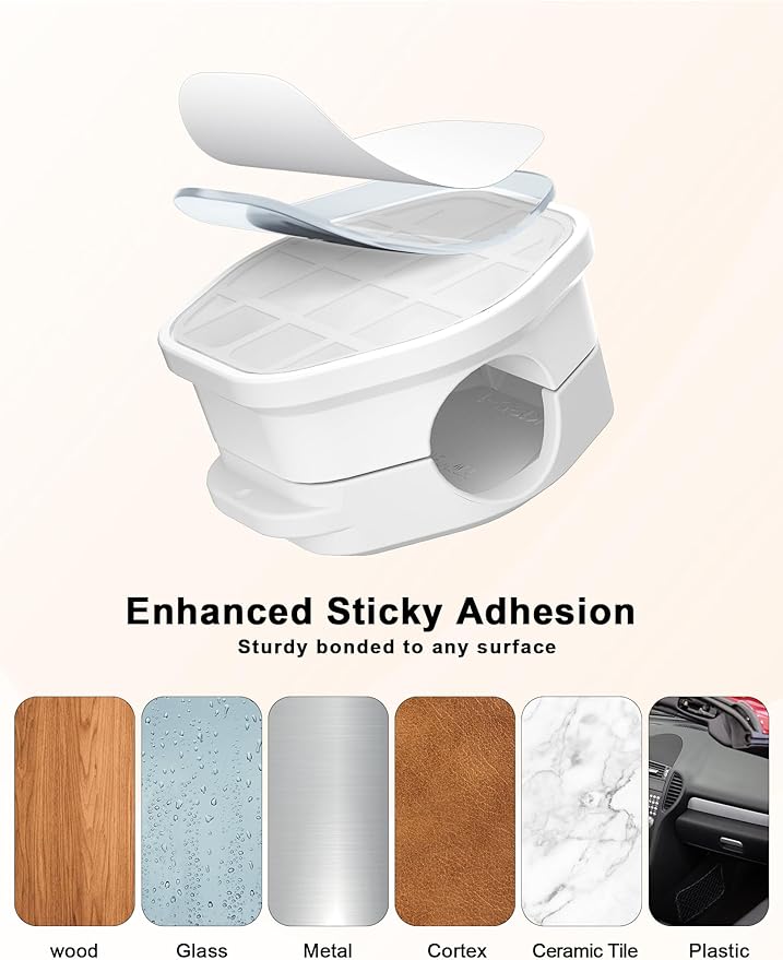 8 Pack Cord Holder - Magnetic Cable Clips - Cord Holder for Nightstand - Cord Organizer for Desk, Magnetic Cord Organizer, for Desk, Nightstand, Phone Charger, Computer, Home, Office, Car (White)