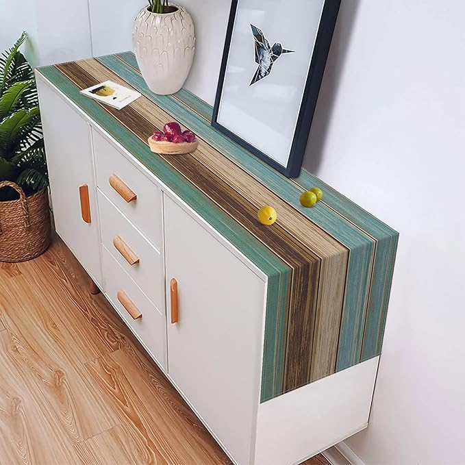 Emvency Farmhouse Table Runner, Vintage Green and Brown Art Painting for Kitchen Coffee Table Family Dinners Holiday Parties Wedding Events Decor(13x72 inch)