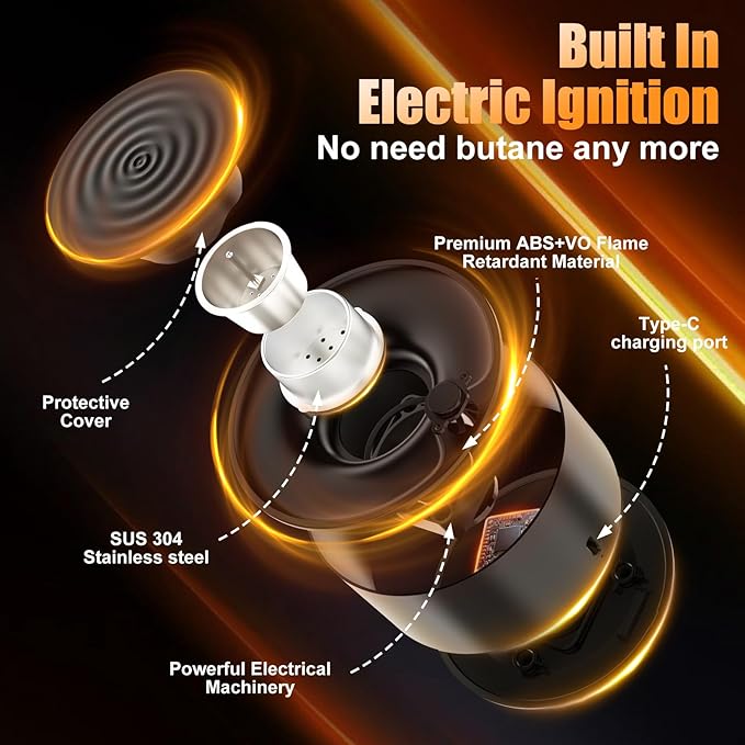 Electric Whiskey Smoker Kit with Rechargeable Built-in Lighter & LED Light, No Butane Needed, 6 Flavored Wood Chips for Old Fashioned Smoker Kit, Bourbon, Cocktail Gifts for Men Dad Husband Friends