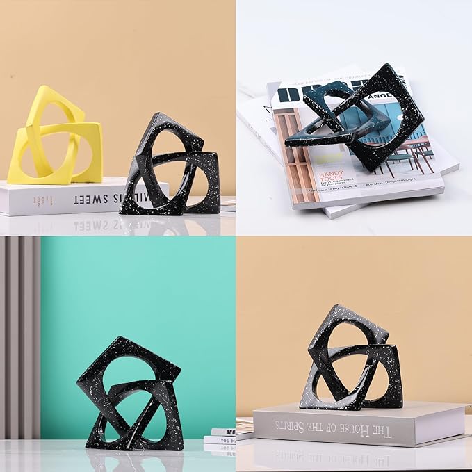 DOVDOV Black Home Room Decor, Geometric Knot Figurines, Unique Home Decor, Modern Decorations for Shelf Mantle Coffee Table tv Stand Console trinkets.