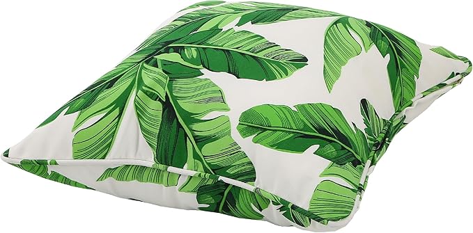 Outdoor Throw Pillow Covers 18x18 Inch, Set of 2, Cover Only! Waterproof Fade Resistant Decorative Cushion Sham Pillow Cases for Patio Furniture Chair Couch Sofa - Green Leaves White