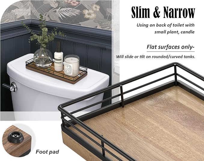 Acacia Wood Bathroom Vanity Tray, 11" L Small Countertop Tray for Dresser, Table, Kitchen Counter, Coffee Bar