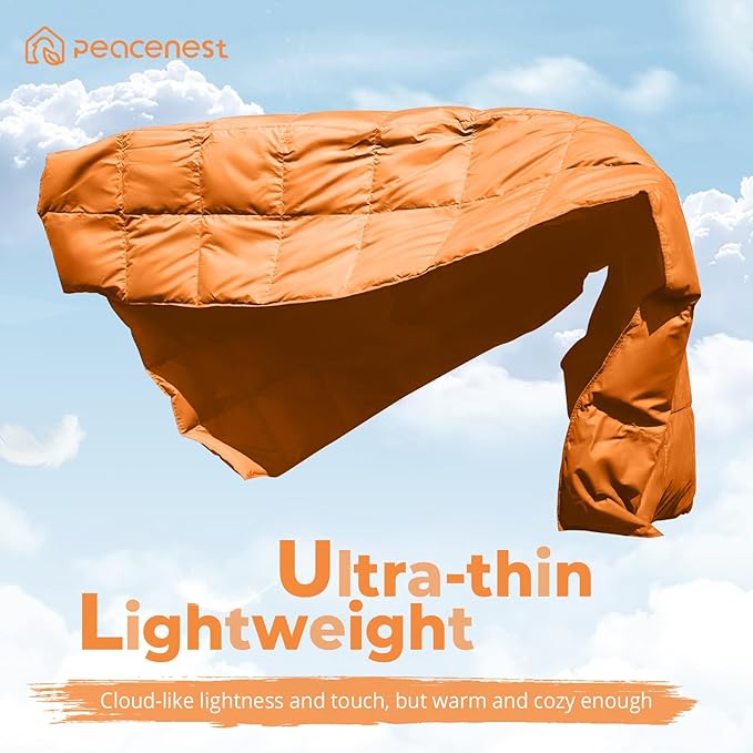 Peace nest Down Throw Blankets for Couch 50x70” Down Blanket for Indoor and Outdoor use Small Soft Lightweight Throw Blanket Orange