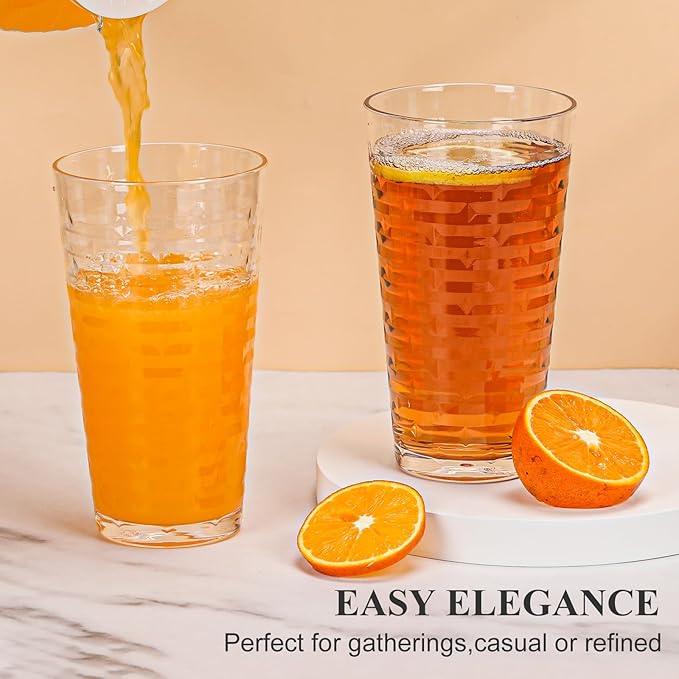 Acrylic Clear Highball Plastic Cups | Plastic Reusable Tumblers 22oz (Set of 6) | Stackable | BPA-free Tumblers | Shatterproof | Top-rack Dishwasher Safe