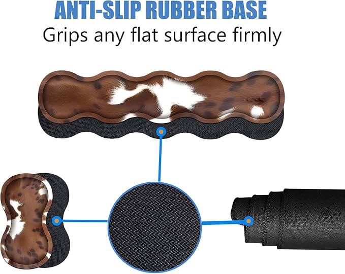 4 in 1 Ergonomic Memory Foam Mouse Pad Wrist Rest Set, Large XXL Gaming Desk Pad + Keyboard Wrist Rest + Mouse Wrist Cushion + Coaster for Home Office Study Gaming, Brown Cow Print