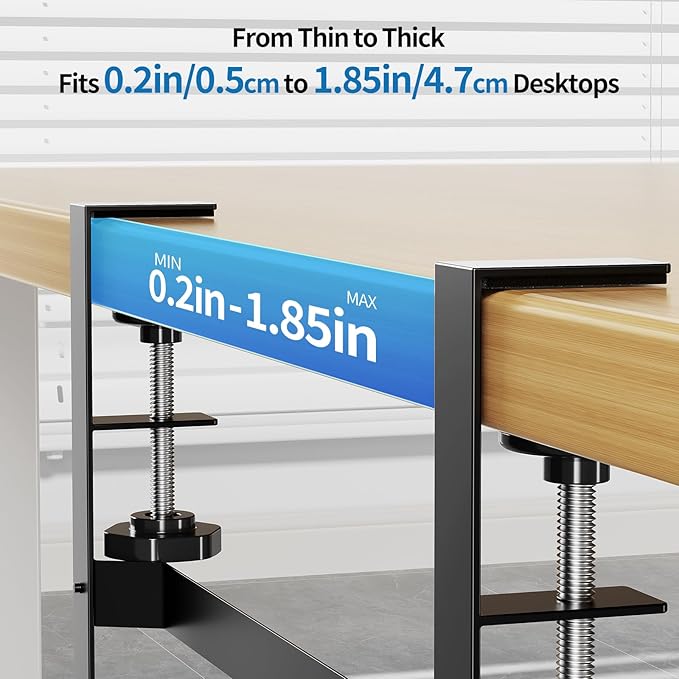 YECAYE Under Desk Cable Management Tray, All-Metal Clamp-Mount Cable Management Organizer Tray, Computer Cord Organizer Rack, Standing Desk Wire Organization for Office and Home, Black