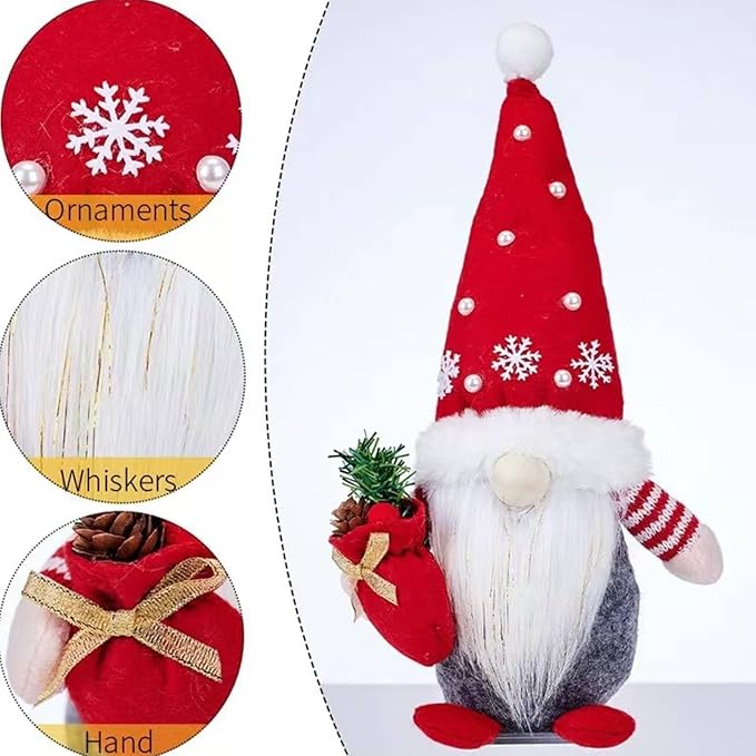 Christmas Gnomes Plush Decoration,Gnome Plush Christmas Decoration Handmade Swedish Dwarf Scandinavian Tomte Elf Gnomes for Home Office Table Decor,Red