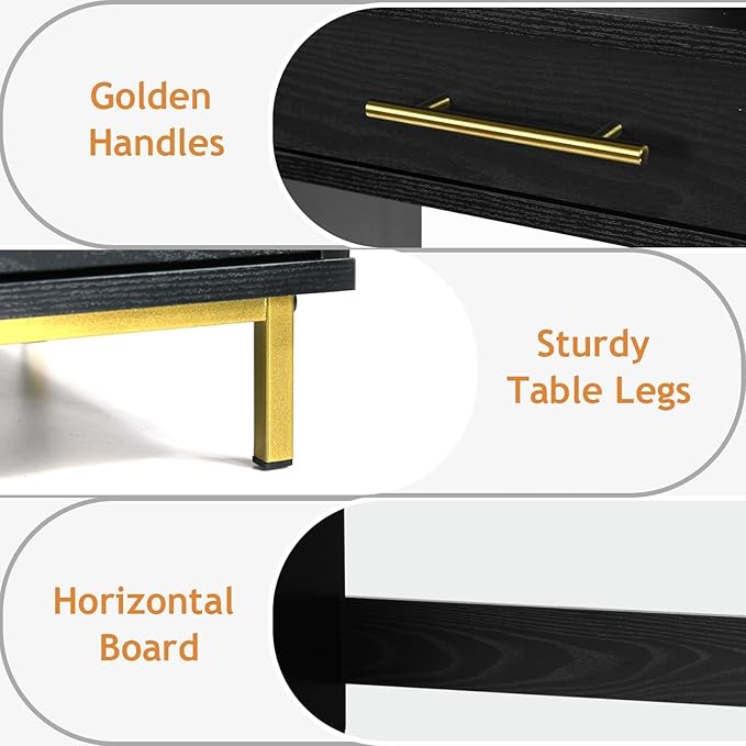 4 EVER WINNER Computer Desk with Drawers, 43 Inch Small Desk with Storage Shelves, Home Office Desk with Drawers for Small Space, Black