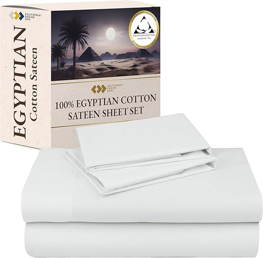 California Design Den Certified Luxury 100% Egyptian Cotton Bed Sheets - King Sheets Set with Deep Pockets, Sateen Weave, Cool and Durable Luxury Bedding Set - Ivory (Cream Tone)