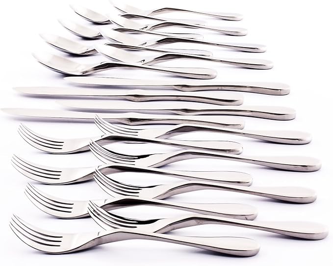Knork Original Cutlery Utensils Flatware Set, 20 Piece, Gloss Silver