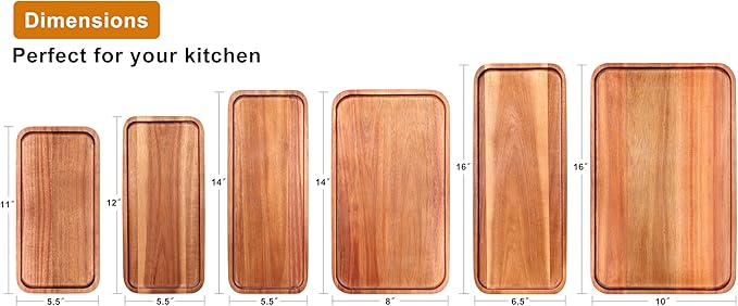 Medium Wooden Serving Trays for Party Long Charcuterie Boards Rectangle Acacia Wood Platter Fruit Dessert Tray for Food Dish Snack Cookie Appetizer Plates Cheese Board Kitchen Dinner Platters