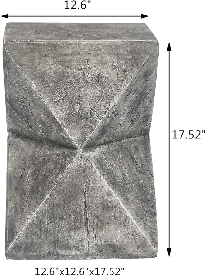 Adeco Concrete Stool Accent Table Patio Side Table End Table Decorative Garden Stool Nightstands Plant Stand Coffee Table for Indoor Outdoor Use