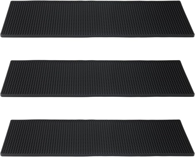 FUNSUEI 3 PCS 8 x 24 Inch Rubber Bar Mats, Non-Slip Rubber Bar Service Top Spill Mats, PVC Bar Spill Mat Drinks Mixing Pad for Bars, Home Kitchen, Pubs, Restaurants