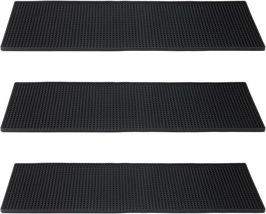 FUNSUEI 3 PCS 8 x 24 Inch Rubber Bar Mats, Non-Slip Rubber Bar Service Top Spill Mats, PVC Bar Spill Mat Drinks Mixing Pad for Bars, Home Kitchen, Pubs, Restaurants