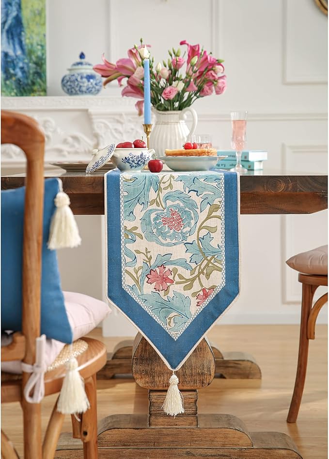 patdrea Linen Leopard Animal Table Runner Farmhouse for Home Kitchen Dining Decor Parties Family Dinners Christmas,12 x 118