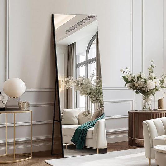Kosmonia 56x18 Frameless Full Length Silver Coating Mirror w/Distortion Free, HD Reflection &Anti Desilvering, Tempered Glass & Shatter Proof Film Doubling Safety, Easy Setup w/Stand, Wall/Standing