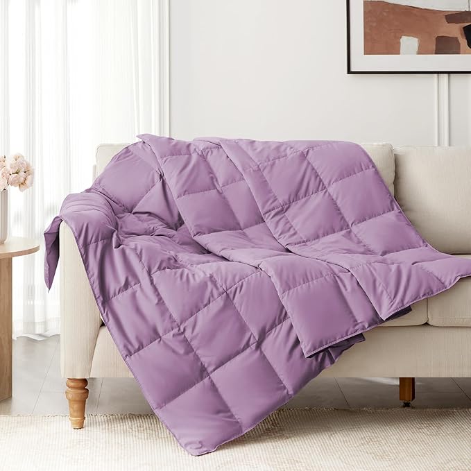 Peace nest Down Throw Blankets for Couch 50x70” Down Blanket for Indoor and Outdoor Throw Blanket use Soft Lightweight Throw Blanket Light Purple