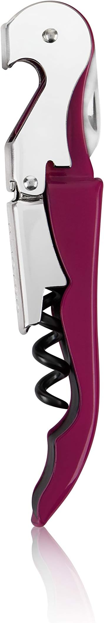 True Truetap Double Hinged Waiter's Corkscrew Wine Opener, Stainless Steel Wine Bottle Opener with Built In Foil Cutter, Home Bar Tools, Bar Cart Accessories, Wedding Gifts, Set of 1, Burgundy