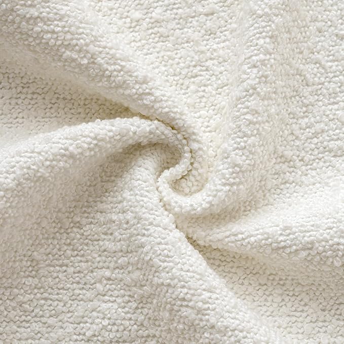 Woaboy Pack of 2 22x22 Inch Decorative Boucle Throw Pillow Covers Textured Pillows Accent Euro Solid Cozy Soft Cushion Covers Christmas Home Decor for Bed Sofa Couch Living Room,White