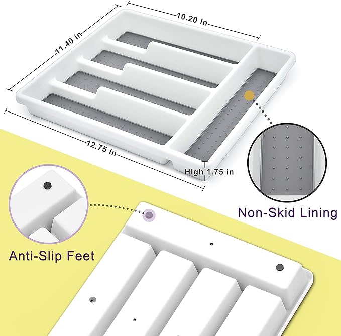 Herogo 20-Piece Matte Black Silverware Set with Drawer Organizer, Stainless Steel Flatware Cutlery Set for 4, Modern Tableware Eating Utensils with Tray, Dishwasher Safe, Satin Finish