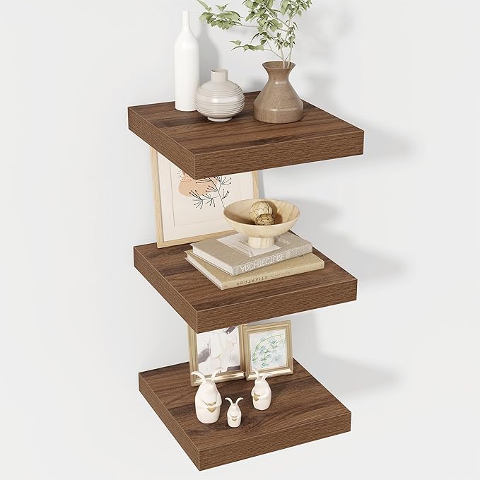 12 Inch Floating Shelves, 12" Deep Floating Shelf Wall Mounted, 12" Wall Shelves, Rustic Deep Bookshelf, Extra Deeper Display Shelves & Storage Shelves for Bedroom, Living Room, Set of 3