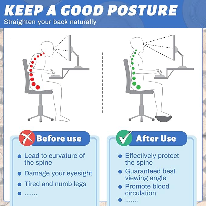 Taiyin Ergonomic Wood Foot Rest for Enhanced Circulation Under Desk Wood Footrest Stool Rocker Balance Board for Supporting Relieving Leg Pressure, Home and Office Use, 15.8 x 11 x 4.3 Inches