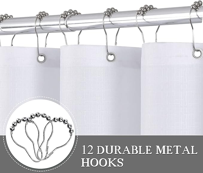 Grey Shower Curtain 60 x 72 inch Grey White Ombre Shower Curtain for Bathroom Decor, Gray Bath Curtains for Men Washable