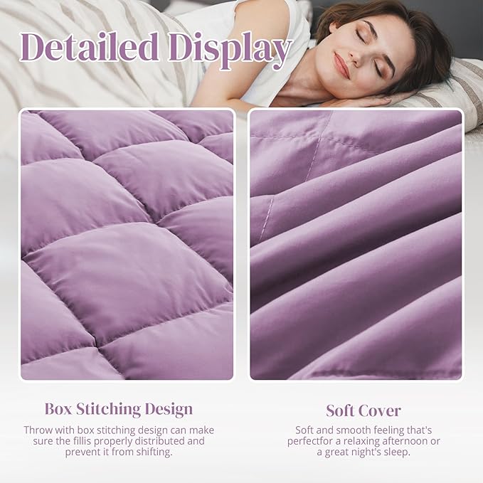 Peace nest Down Throw Blankets for Couch 50x70” Down Blanket for Indoor and Outdoor Throw Blanket use Soft Lightweight Throw Blanket Light Purple