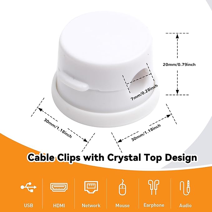 6 Pack Cable Management Clips[Upgrade Rotatable] Home Office Desk Cord Keeper Organizer Accessories Charger USB Wire Organizer Cord Holder for Nightstand (White)