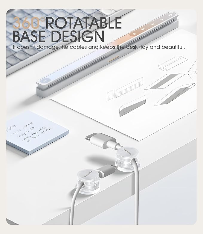 9 Pack Spring Cord Organizer Cable Clips [Locking Cable Rotatable], 2025 Latest Nearockle Phone Charging Cord Holder Cable Management for Car, Nightstand, Office Desk Accessories (Clear)