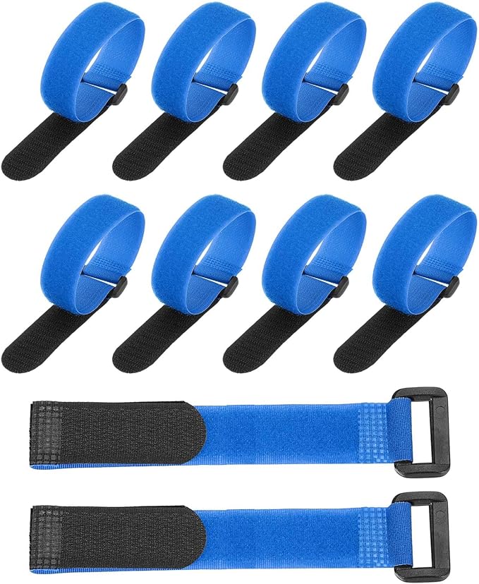 PATIKIL 8 x 0.98 Inch Reusable Cable Ties 10 Pcs Adjustable Hook and Loop Straps Cord Management Wire Wrap Cord Ties Organizer for Home Office Cables, Blue