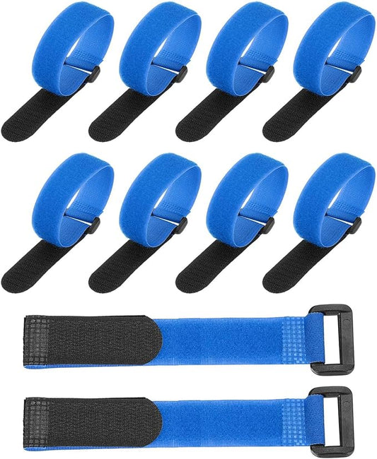 PATIKIL 8 x 0.98 Inch Reusable Cable Ties 10 Pcs Adjustable Hook and Loop Straps Cord Management Wire Wrap Cord Ties Organizer for Home Office Cables, Blue