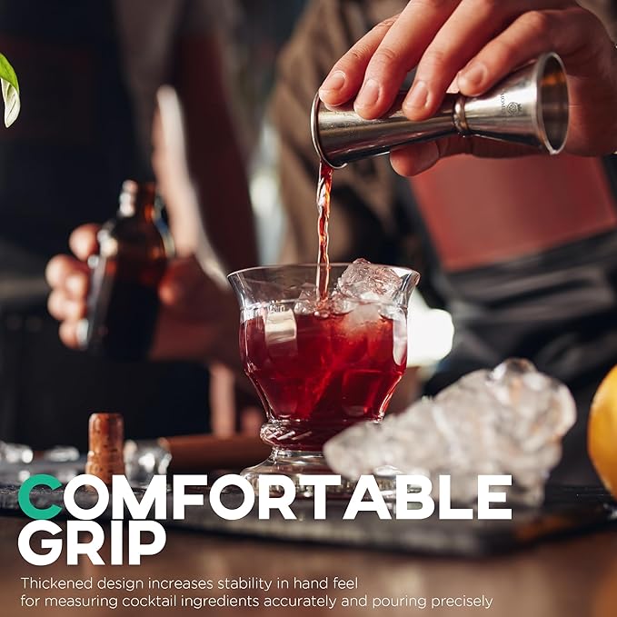 Homestia Premium Japanese Cocktail Jigger - 2 OZ 1 OZ Double Bartending Jigger, Shot Measure Jiggers, 304 Stainless Steel with Measurements - Bar Jigger Bartender Tool Accessories - Silver