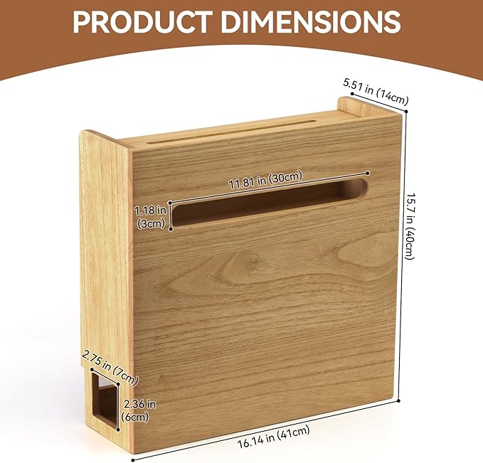 KIRIGEN Wireless Router Storage Box Multi Layer Router Organizer Shelf Wood Power Cable Management and Organizing Rack Box for Office and Home Natural (LYQ-NA)