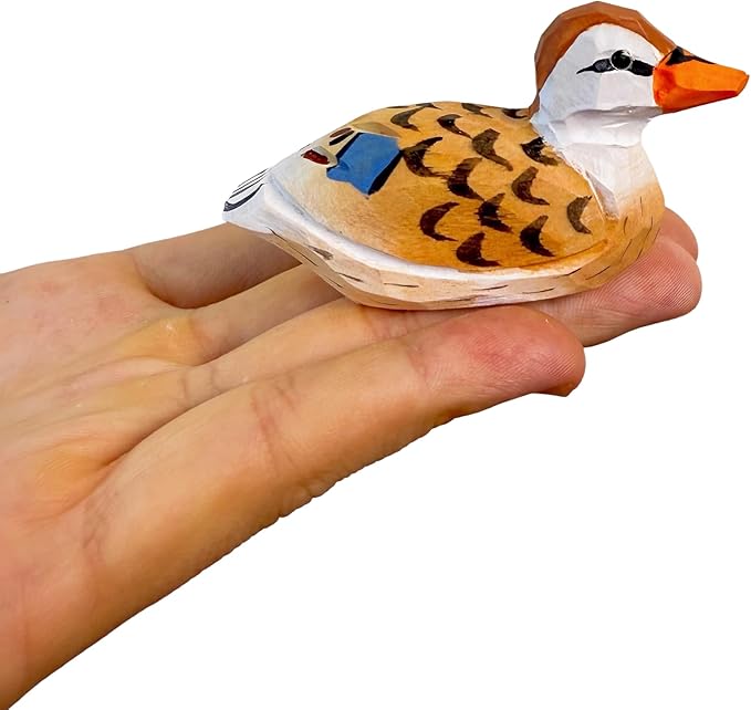 Mallard Duck Decor Wooden Animal Figurines Little Ducks Funny Desk Accessories Small Duck Statues Handmade Carving Decoys Ornament for Home Room Decor