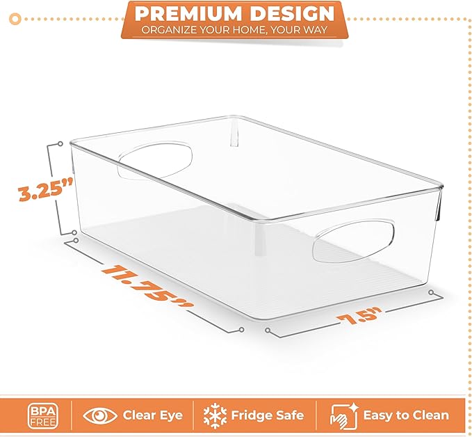 Sorbus XL Clear Plastic Storage Bins for Shelves, Clothes, with Handle - Clear Storage Bins, Drawer, Shelf, Closet, Pantry, Fridge, Freezer Organizer Bins, Closet Organizers and Storage (10 pack)