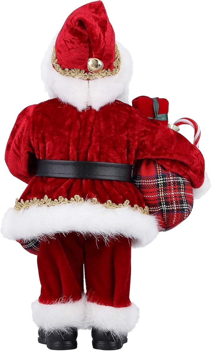 Uten 12" Santa Claus Decorations, Christmas Standing Figurine Ornaments with Gifts Bag and Socks for New Year Christmas Decoration Navidad Natal Gifts.