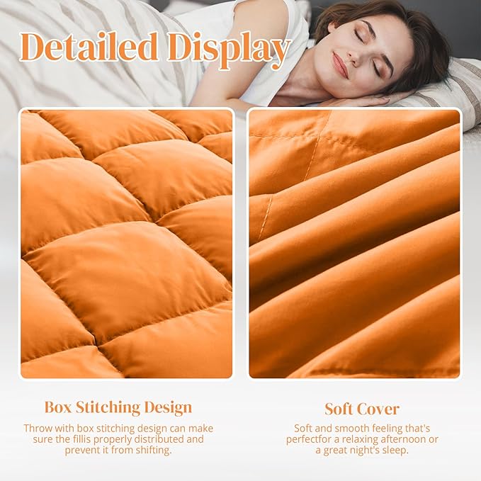 Peace nest Down Throw Blankets for Couch 50x70” Down Blanket for Indoor and Outdoor use Small Soft Lightweight Throw Blanket Orange