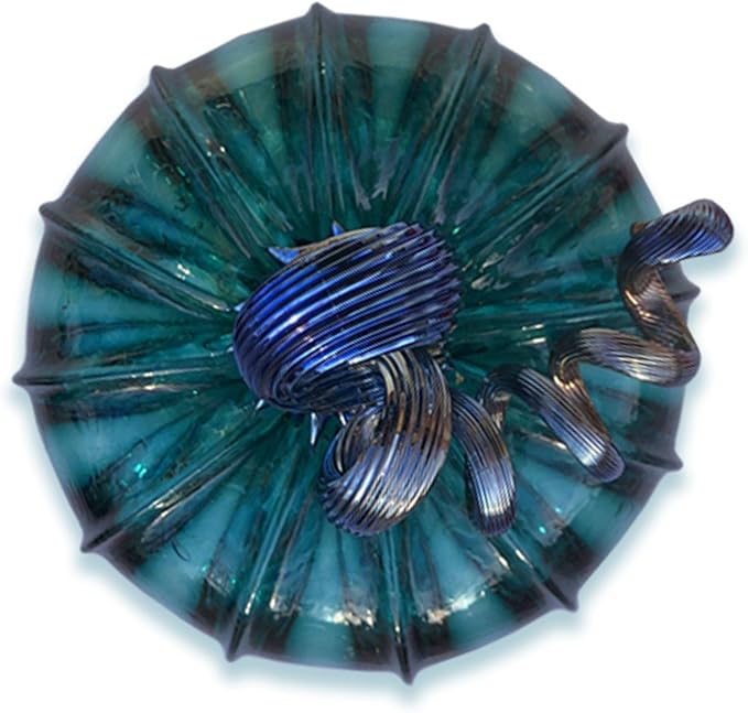 Luke Adams Glass Handmade Glass Pumpkins Handmade Table Top Home Decor (Squat, Lagoon)