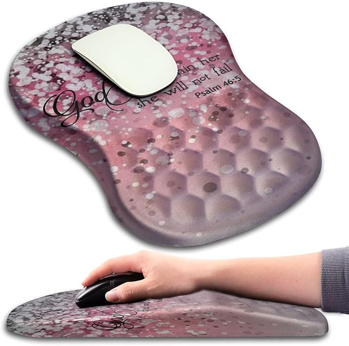 Mouse Pad Wrist Support, Ergonomic Mouse Pad with Massage Dot, Comfortable Computer Mouse Pad for Laptop, Wrist Rest Pain Relief Mousepad with Non-Slip PU Base for Office & Home, 12 x 8 in