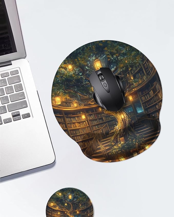 Ergonomic Mouse Pad with Memory Foam Wrist Rest Support Design,Relieve Wrist Pain Mousepad,Non-Slip Base for Laptop,Computer,Office Desk Accessories,Carpal Tunnel,Pretty Forest
