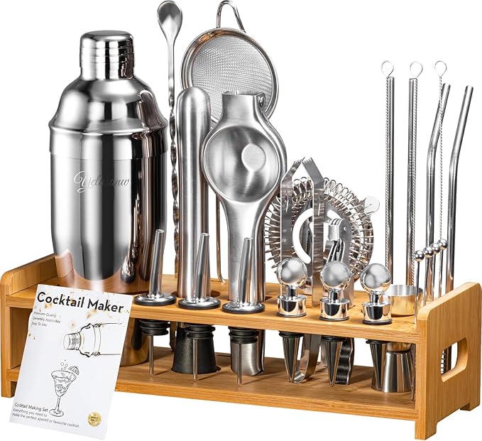 26-Piece Cocktail Shaker Set - Bartender Kit with Stand, Shakers for Cocktail with All Shakers Bartending Bar Tool for Drink Mixing, Home, Lounge & Party